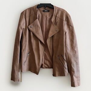 ONLY Brown Faux Leather Moto Jacket – Size 42 (L/XL) – EUC